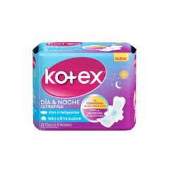 TOALLAS SANITARIAS KOTEX DIA & NOCHE ULTRA FINAS 8UN